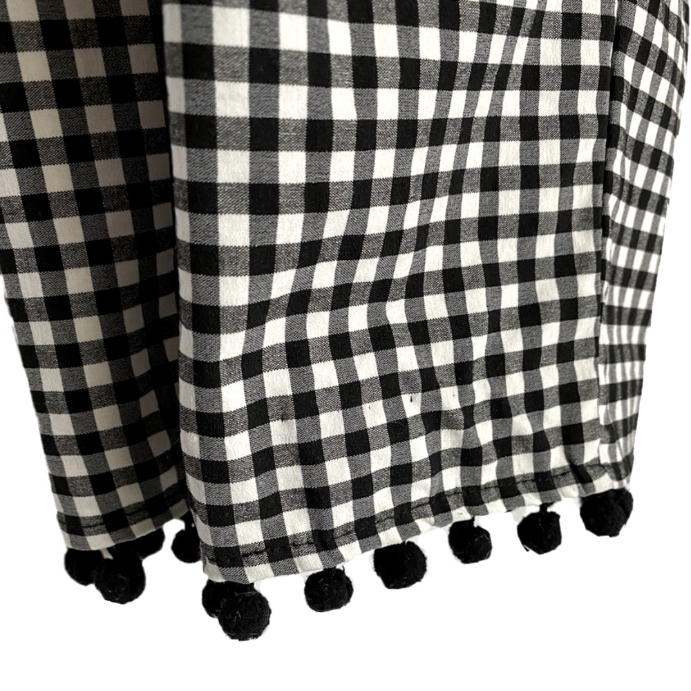 Black white check stretch ankle pants size 14 EUC